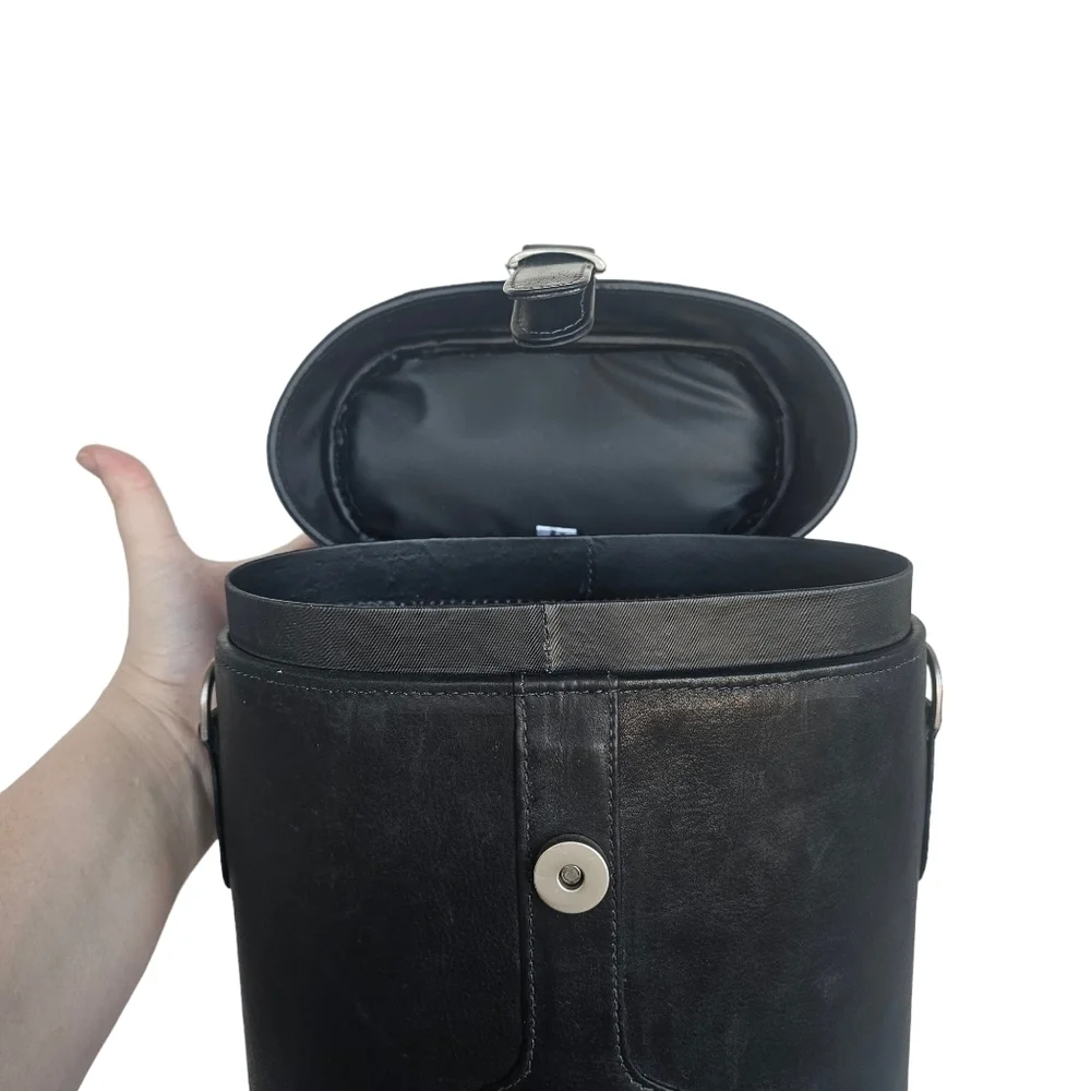 Piel Leather Double Deluxe Wine Carrier, Black, One Size